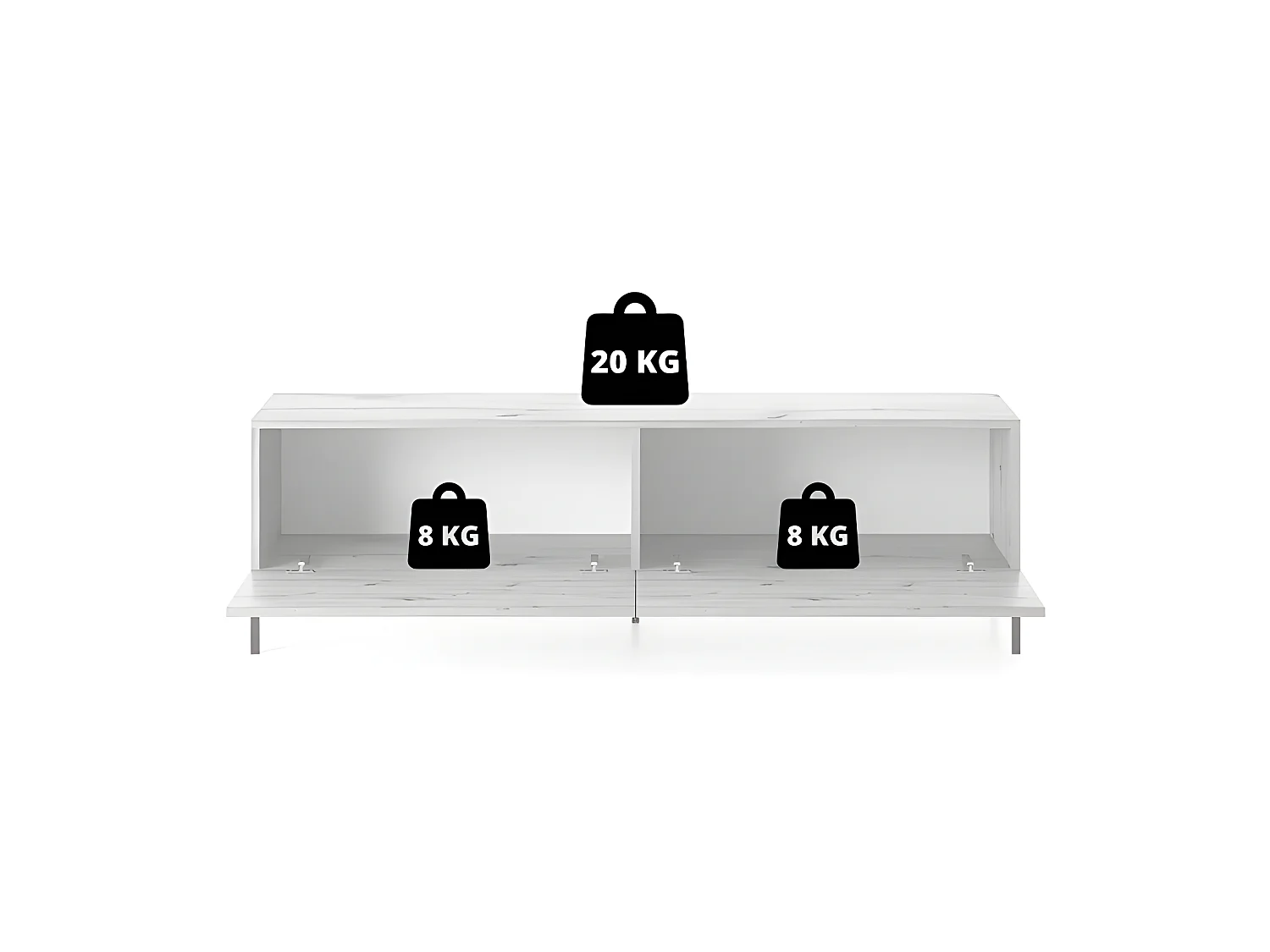 Mueble de TV -blanco / roble con frentes de listones - 140 cm - Lammelo