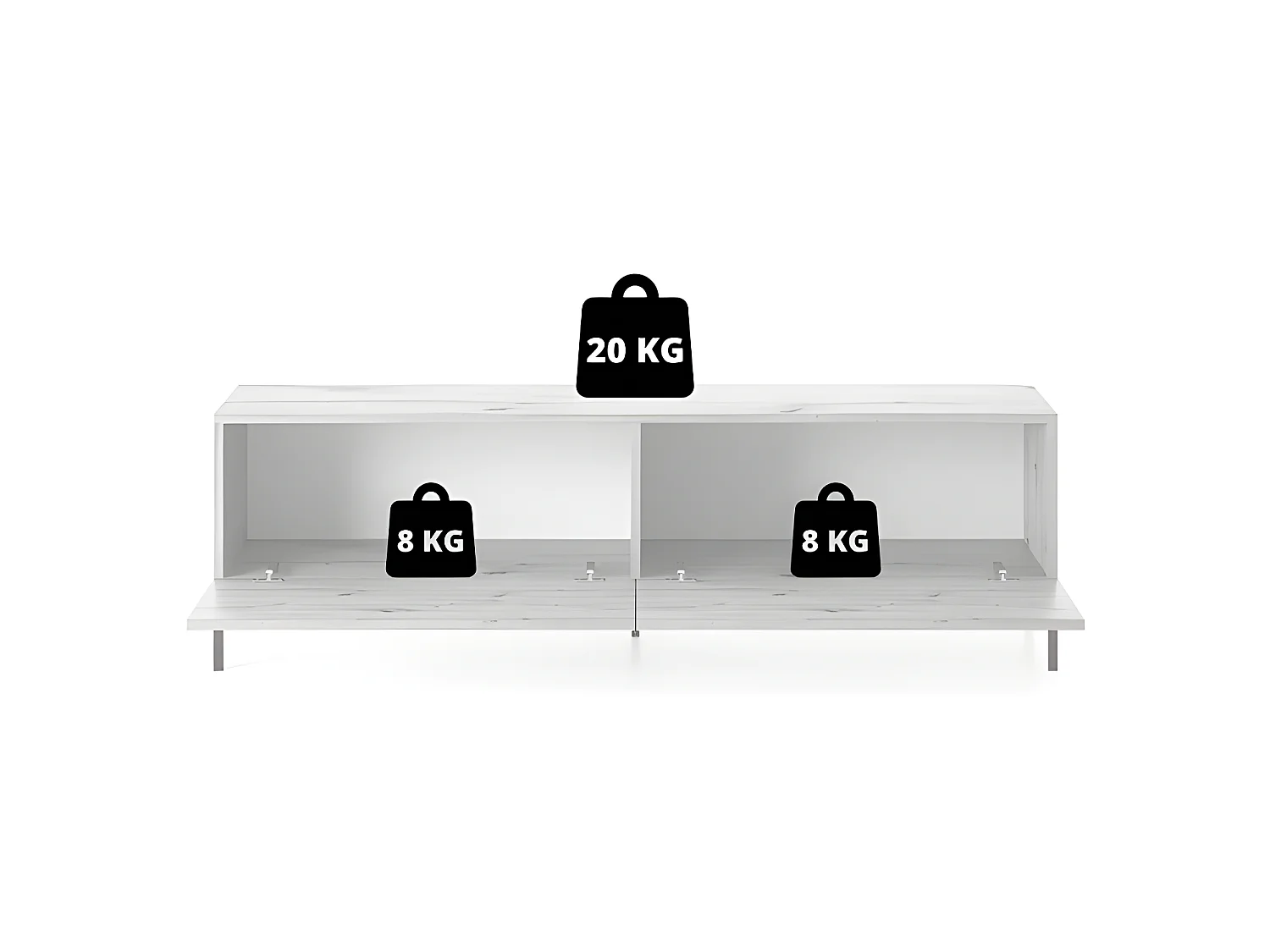 Mueble de TV -blanco / roble con frentes de listones - 140 cm - Lammelo