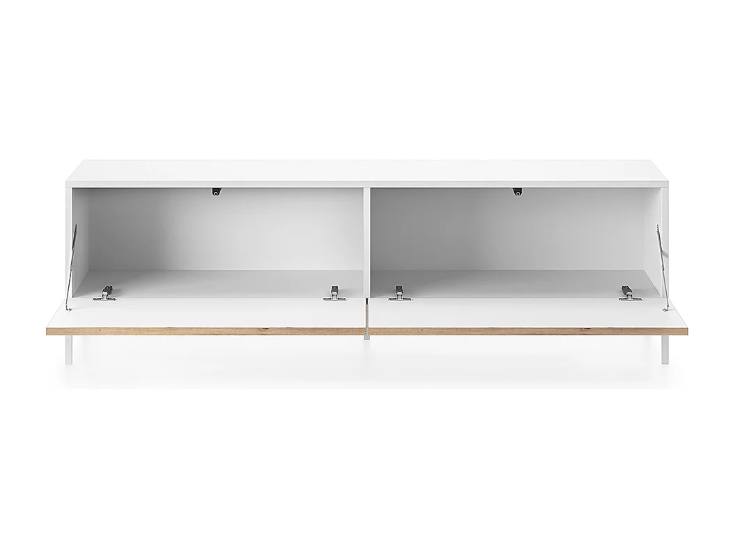 Mueble de TV -blanco / roble con frentes de listones - 140 cm - Lammelo