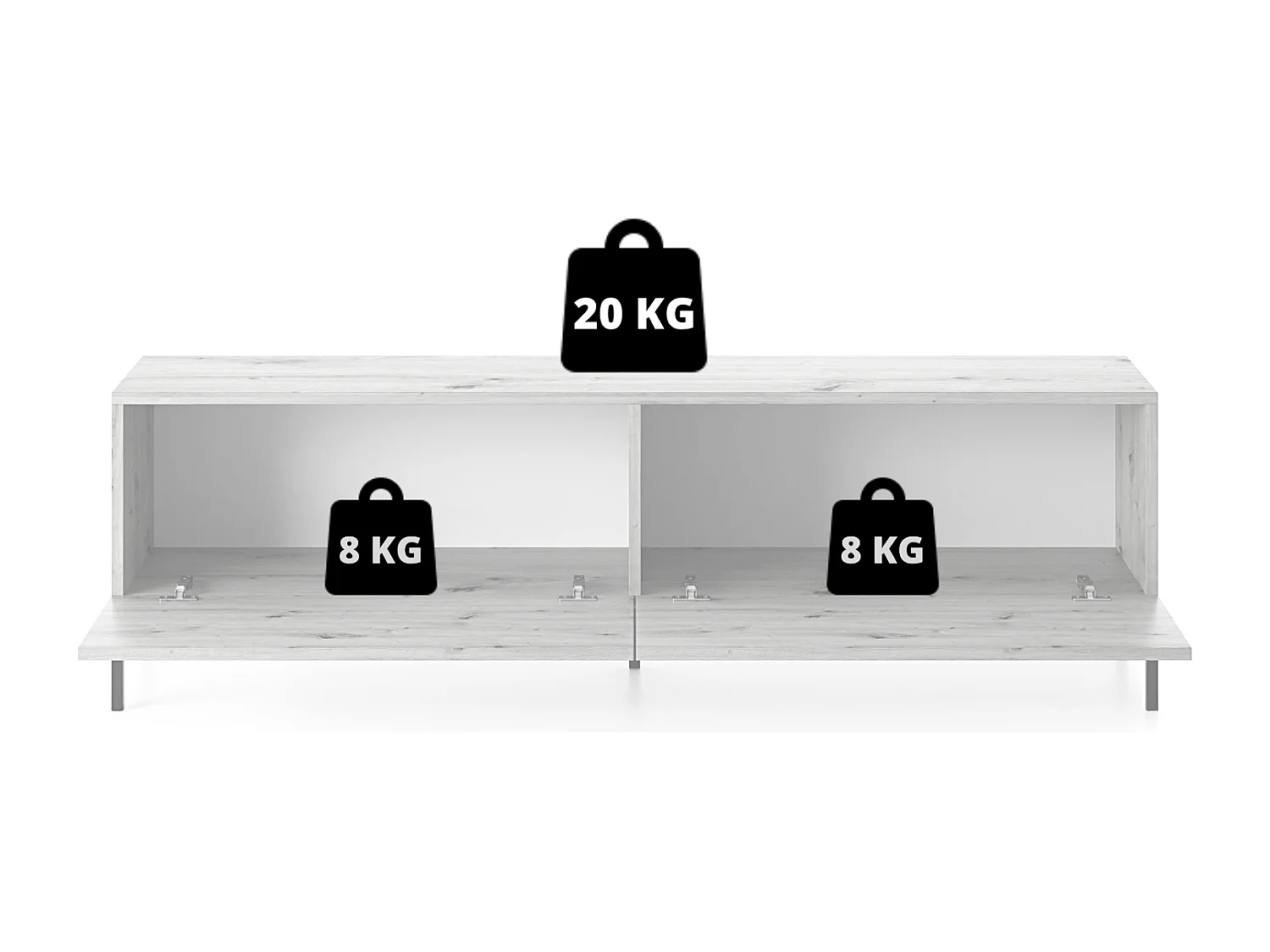 Mueble de TV -blanco / roble con frentes de listones - 140 cm - Lammelo