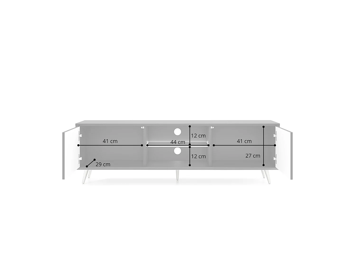 Mobile TV - 135 cm - frontali a lamelle nero / rovere Wotan - con LED - Bello