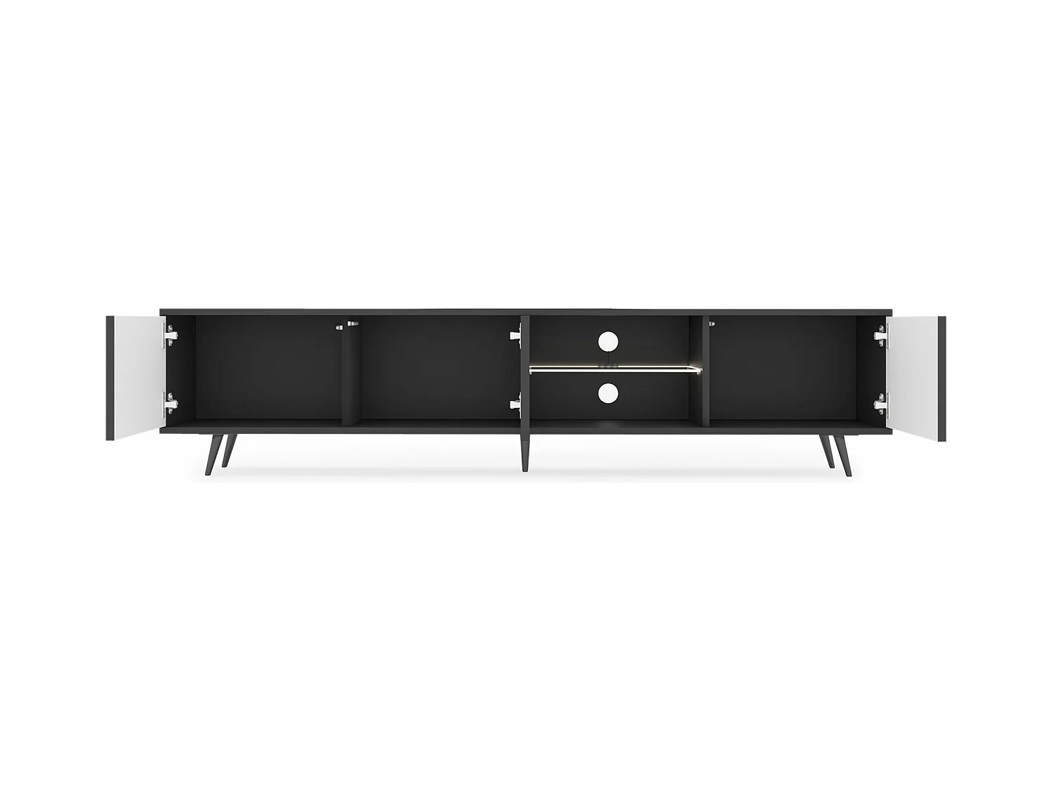 3-deurs LED tv-meubel - 175 cm - zwart met zwarte poten - BELLO