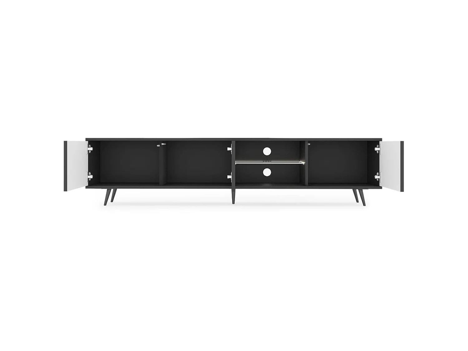 Meuble TV 3 portes led - 175 cm - noir avec pieds noirs - BELLO