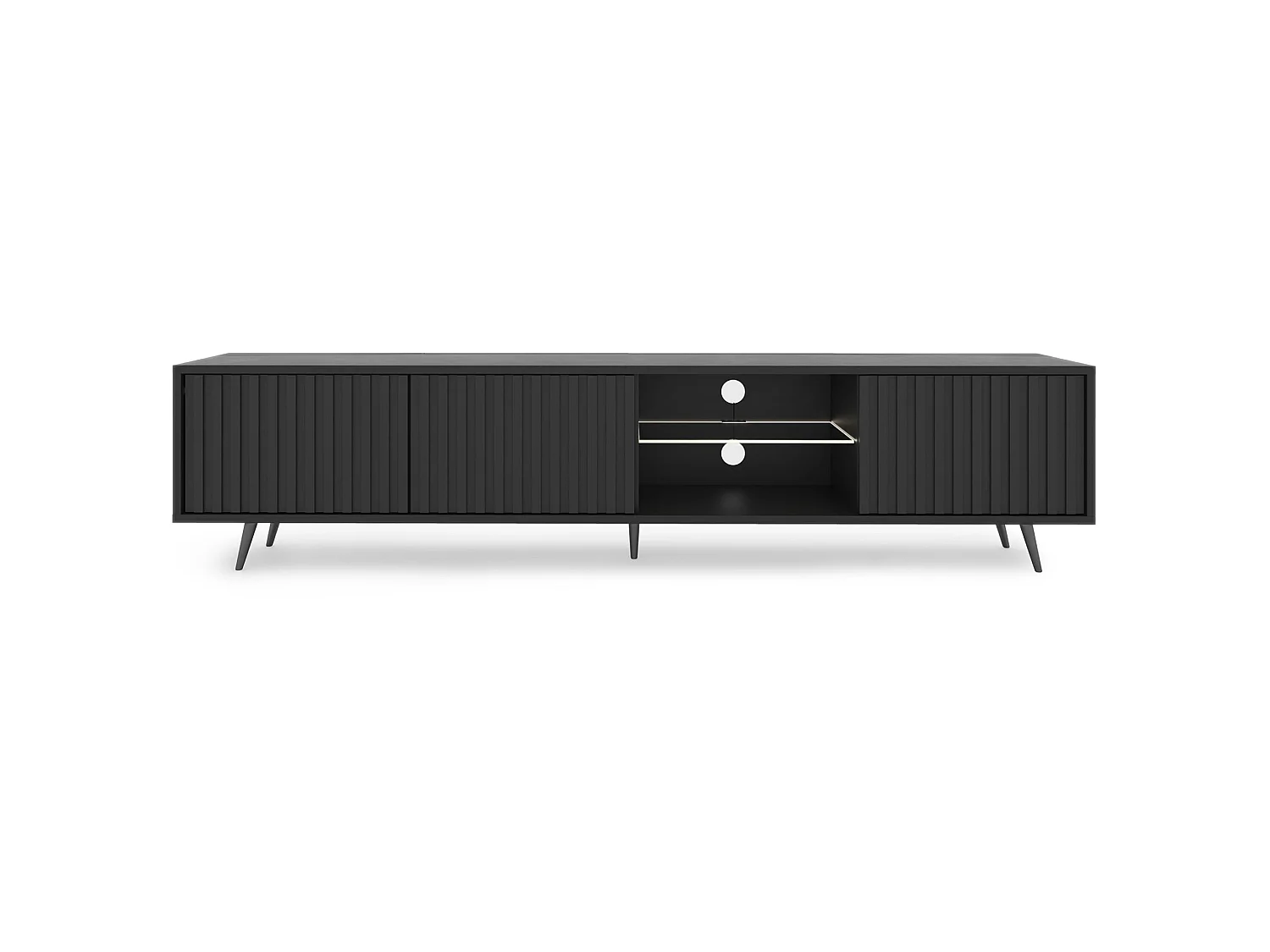 Meuble TV 3 portes led - 175 cm - noir avec pieds noirs - BELLO