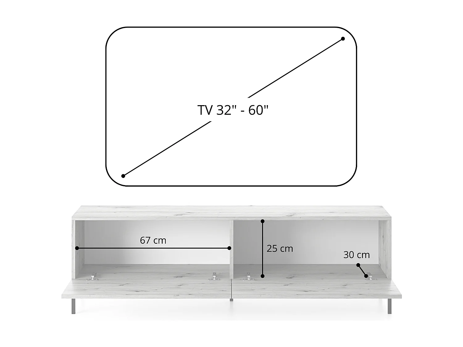 Meuble TV 140 cm - chêne lamelle - LAMMELO
