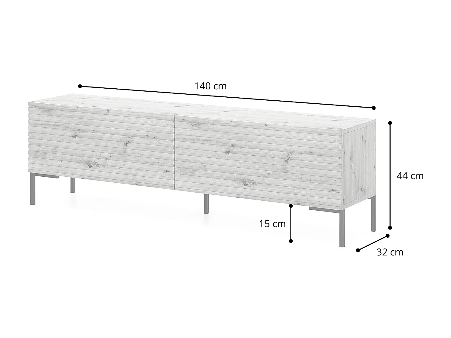 Meuble TV 140 cm - chêne lamelle - LAMMELO