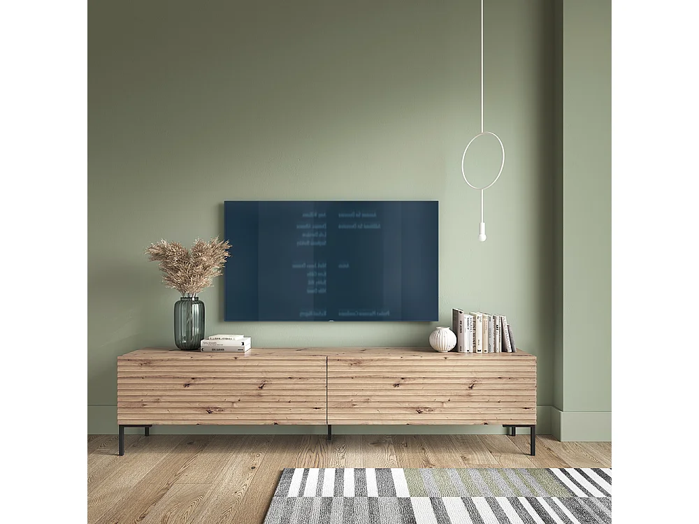 Meuble TV 175 cm - chêne lamelle - LAMMELO