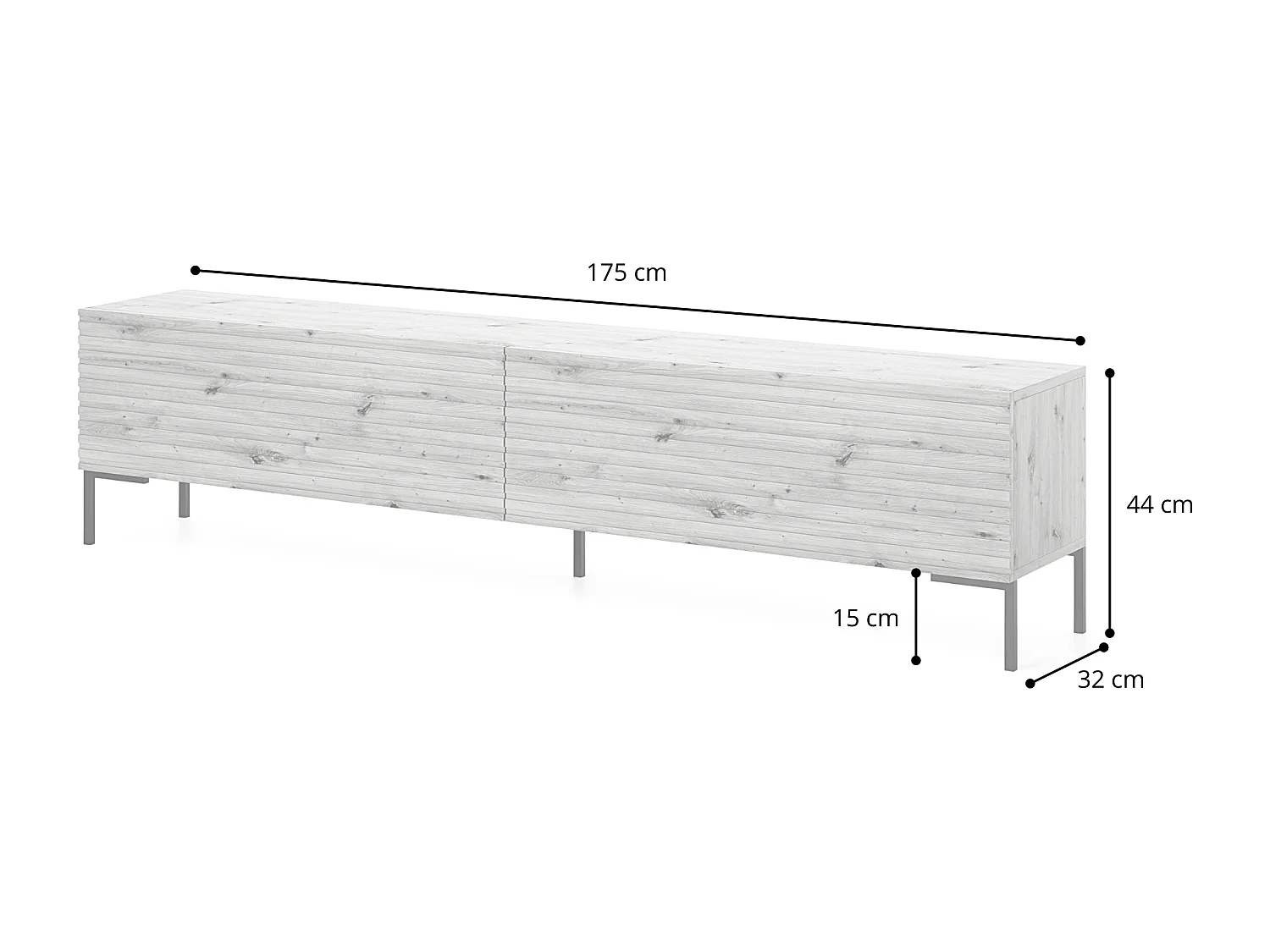 Meuble TV 175 cm - chêne lamelle - LAMMELO