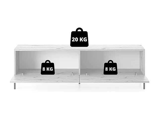 Meuble TV 140 cm - noir/lattes de chêne - LAMMELO