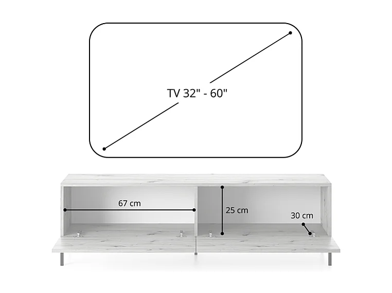 Meuble TV 140 cm - noir/lattes de chêne - LAMMELO