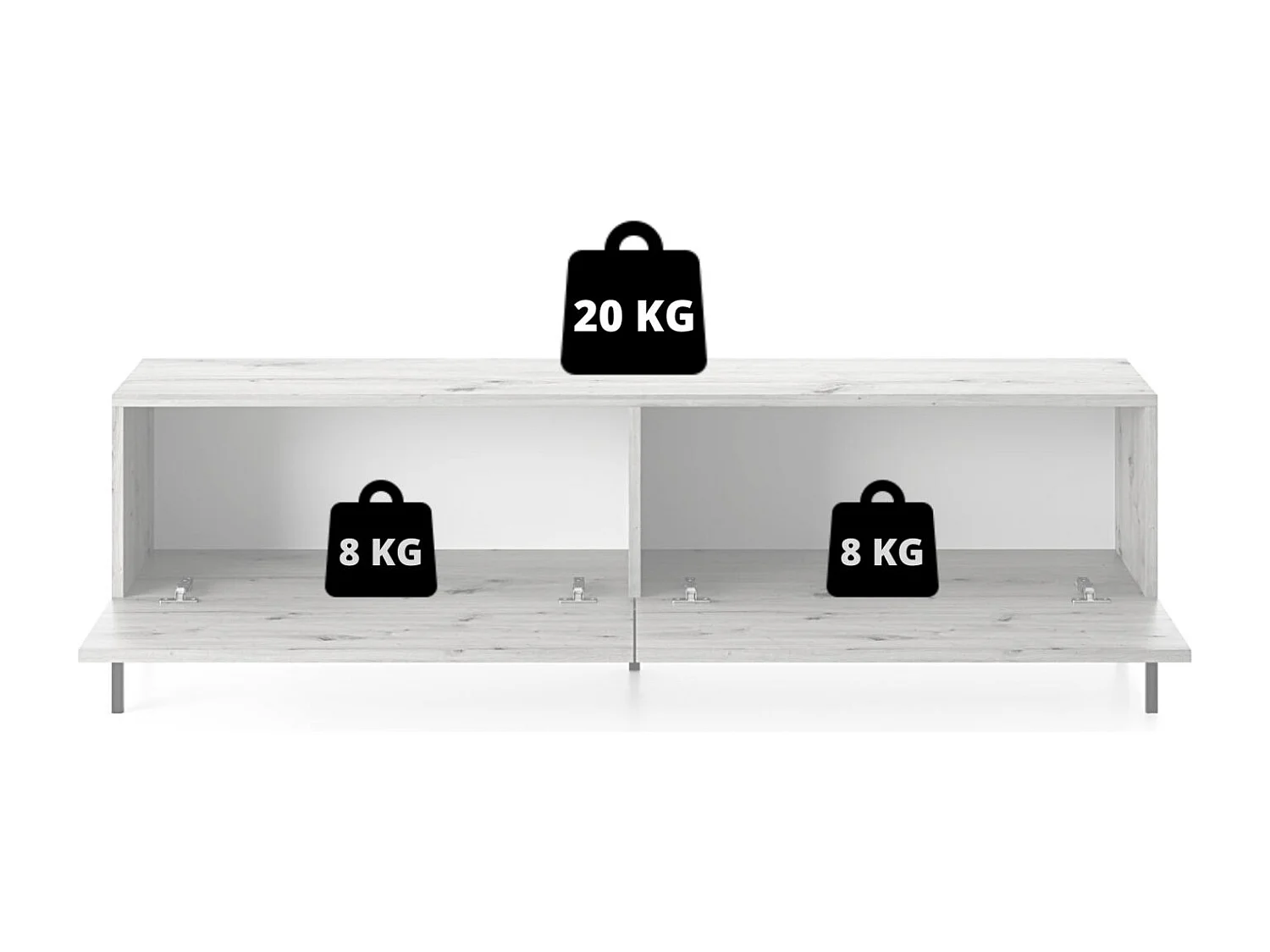 Meuble TV 140 cm - noir/lattes de chêne - LAMMELO