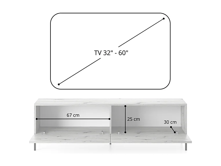 Meuble TV 140 cm - noir/lattes de chêne - LAMMELO