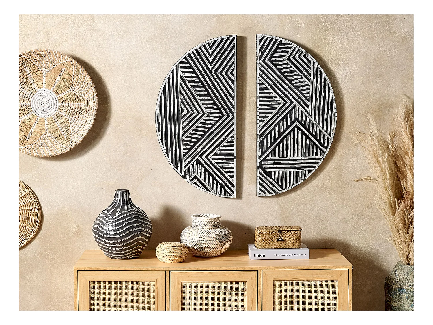 Decoración de pared MANDAU Vidrio 76 cm Negro