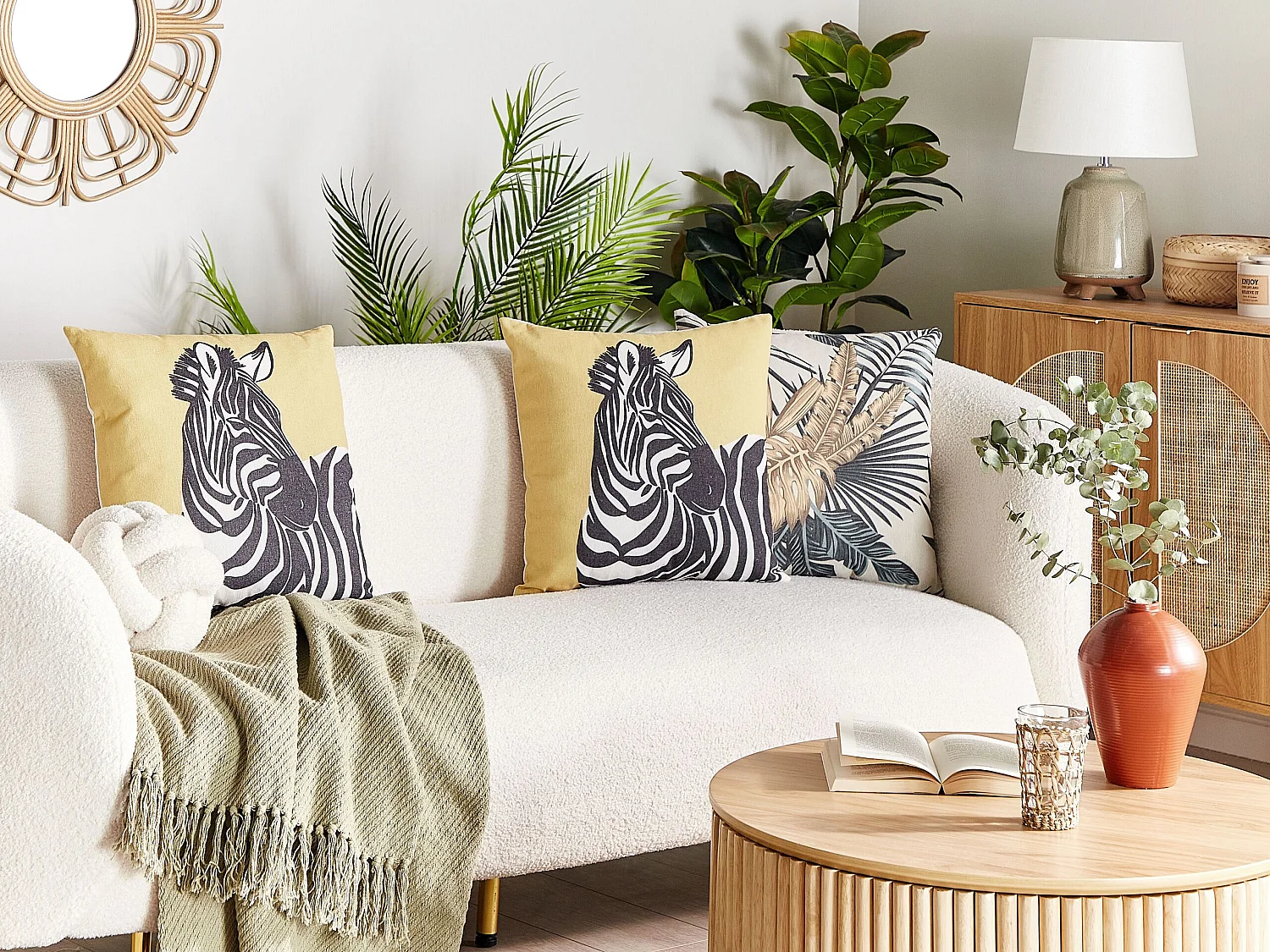 Set van 2 decoratieve kussens MANKETTI 45 x 45 cm Geel Dierenprint