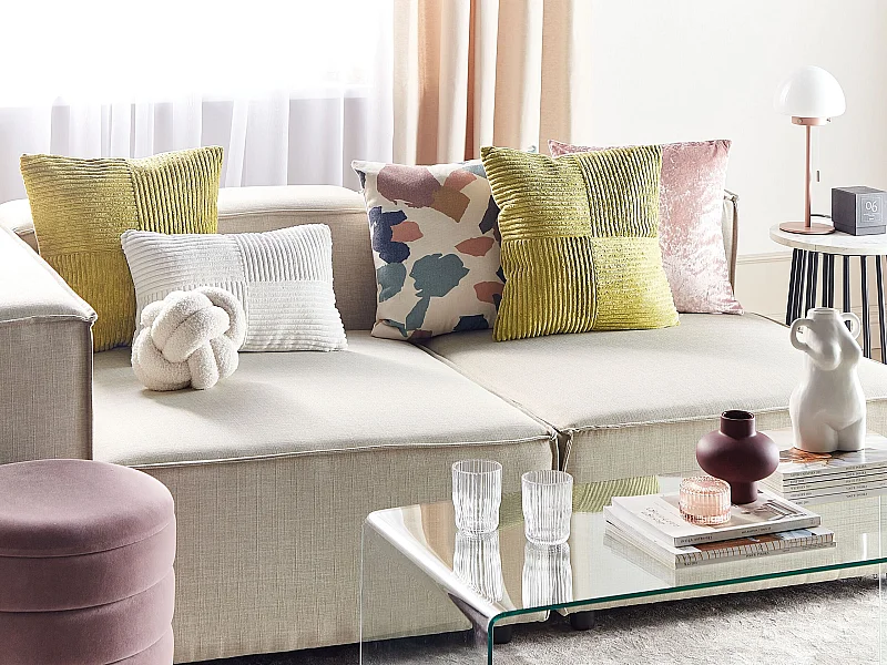 Conjunto de 2 almofadas decorativas MILLET Bombazine 43 x 43 cm Verde-oliva Padrão geométrico