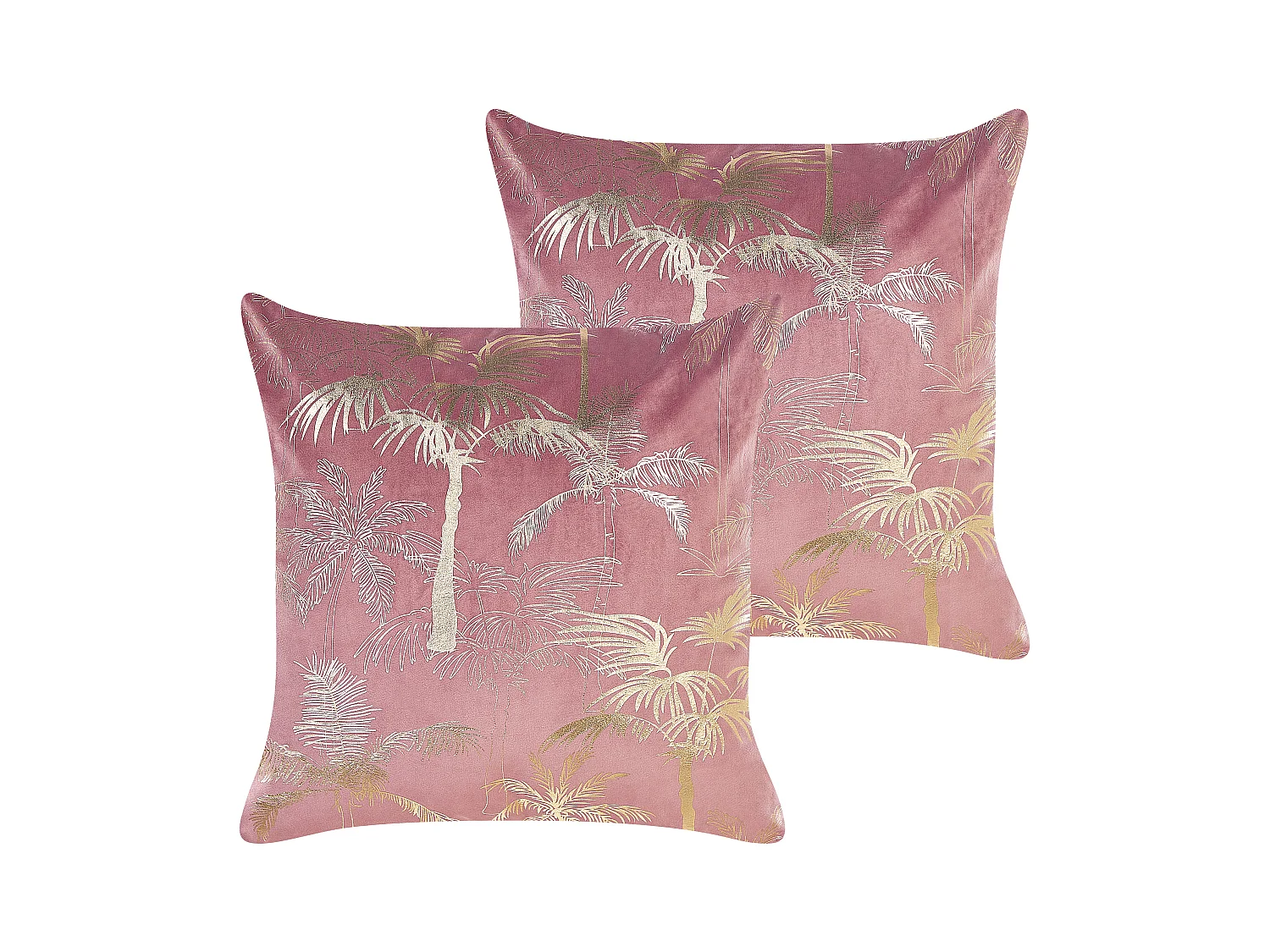 Set di 2 cuscini CARANDAY Velluto 45 x 45 cm Rosa Trama di piante