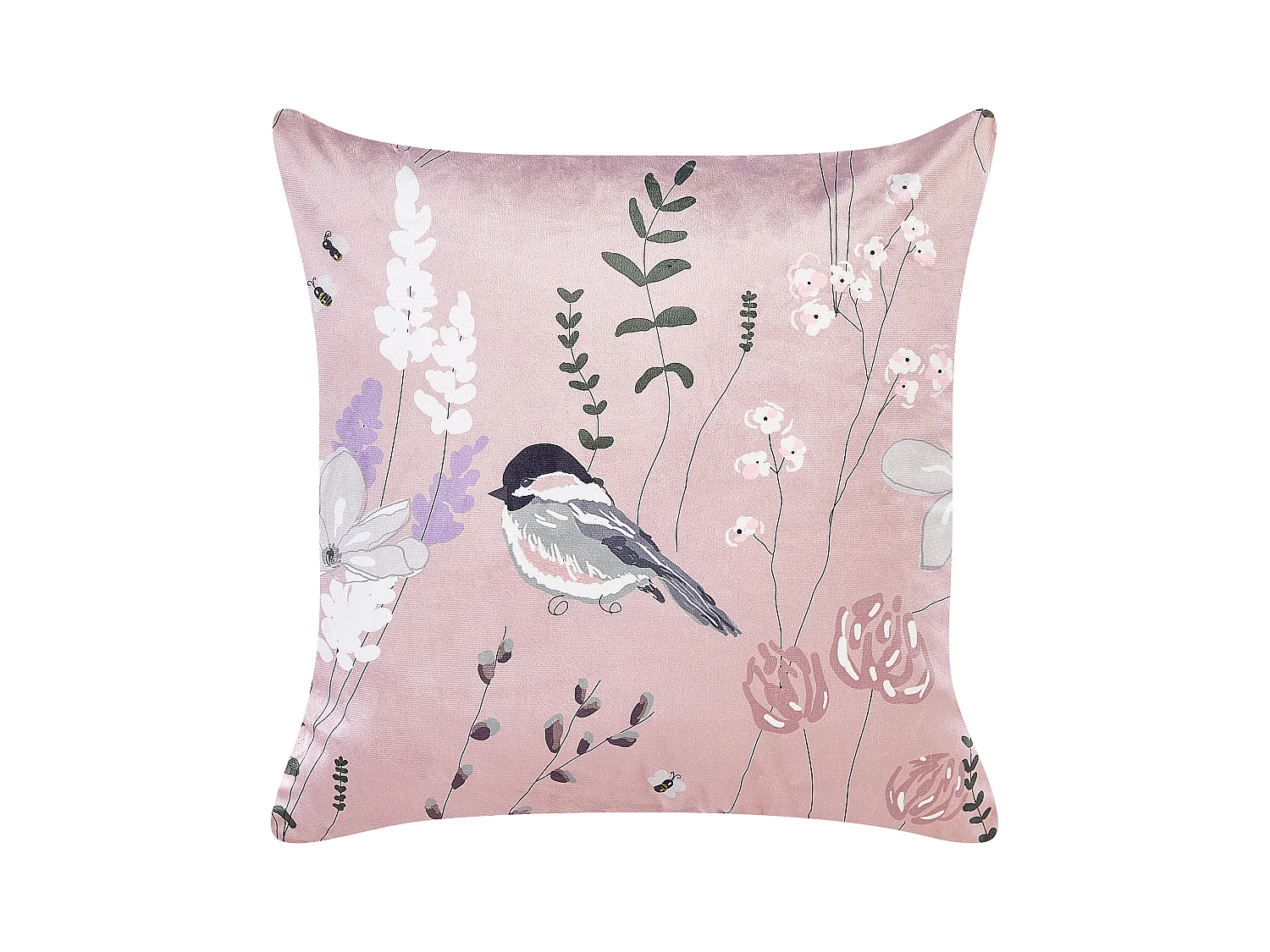 Conjunto de 2 almofadas decorativas CYCLAMEN Veludo 45 x 45 cm Rosa pastel Padrão floral