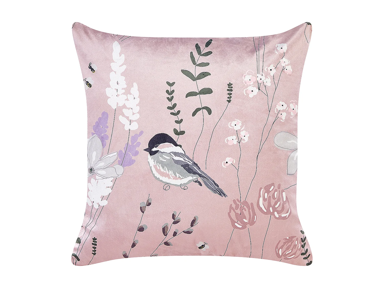 Set van 2 decoratieve kussens CYCLAMEN Fluweel 45 x 45 cm Pastelroze Bloempatroon