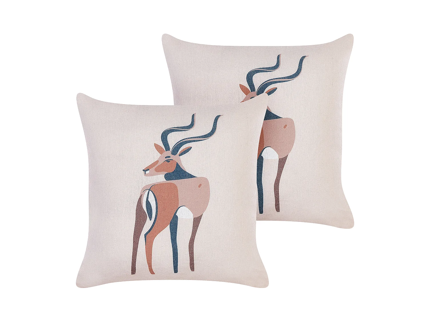 Set aus 2 dekorativen Kissen mit Antilopenmotiv 45 x 45 cm Zierkissen Beige Abal