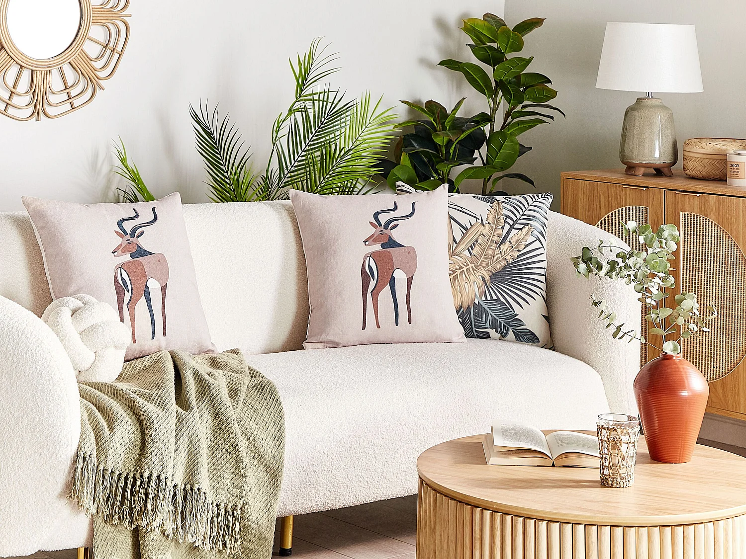 Lot de 2 coussins décoratifs ABAL 45 x 45 cm Beige Motif animal