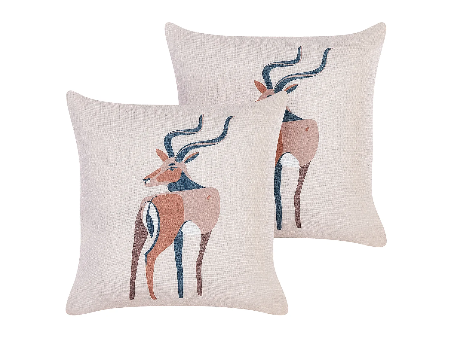 Lot de 2 coussins décoratifs ABAL 45 x 45 cm Beige Motif animal