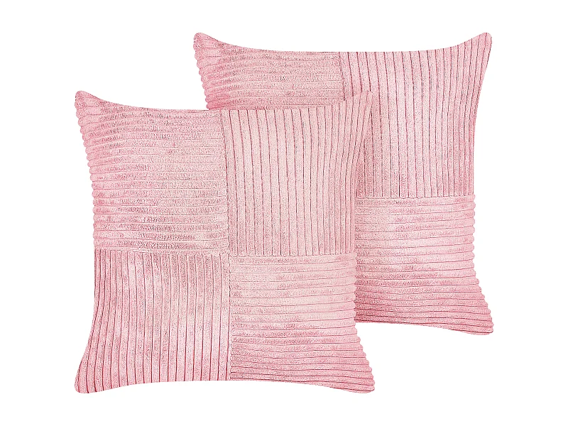 Set van 2 decoratieve kussens MILLET Corduroy 43 x 43 cm Roze Geometrisch patroon