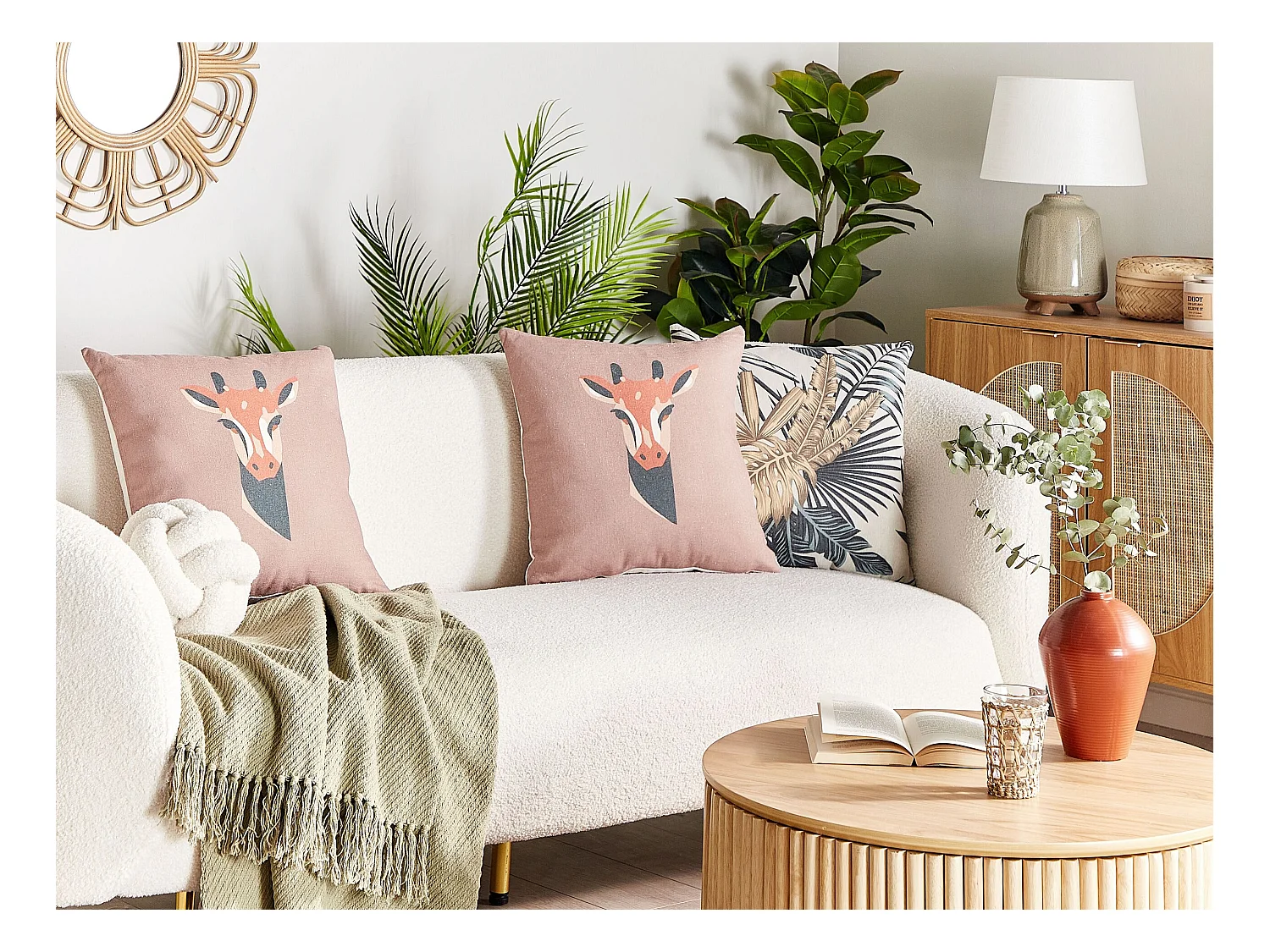 Lot de 2 coussins décoratifs CANDELABRA 45 x 45 cm Rose Motif animal