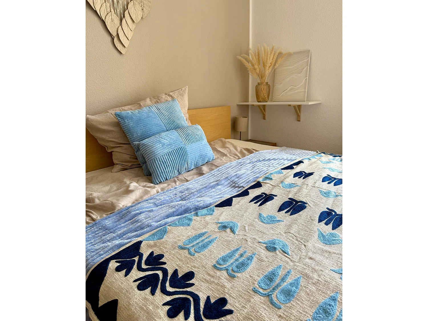 Set van 2 decoratieve kussens MILLET Corduroy 43 x 43 cm Blauw Geometrisch patroon
