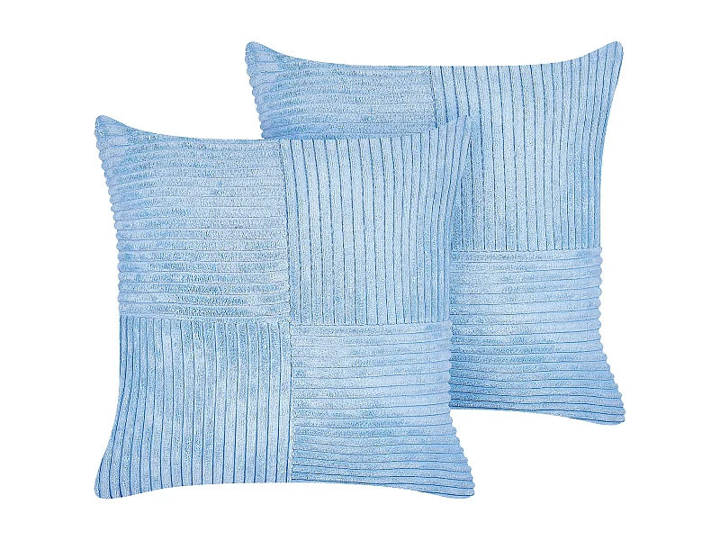 Set aus 2 dekorative Kissen aus Cord 43 x 43 cm Blau Millet