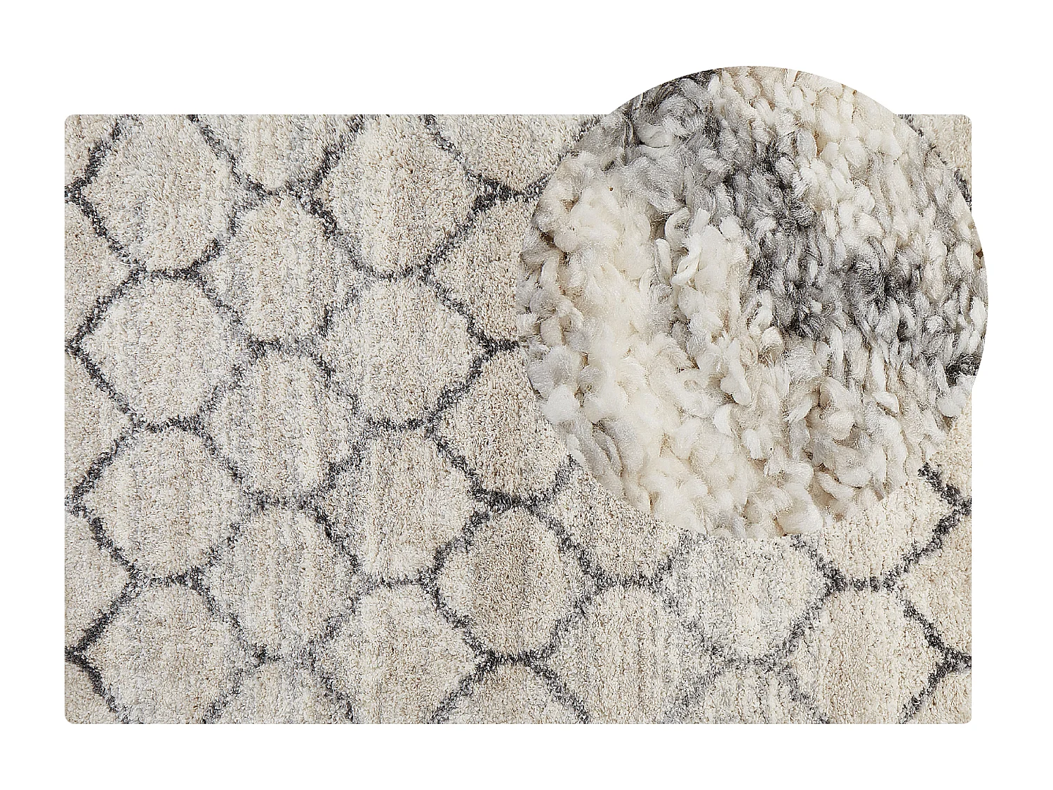 Boho Teppich Shaggy 200 x 300 cm Geometrisches Muster Hellbeige und Grau Yerevan