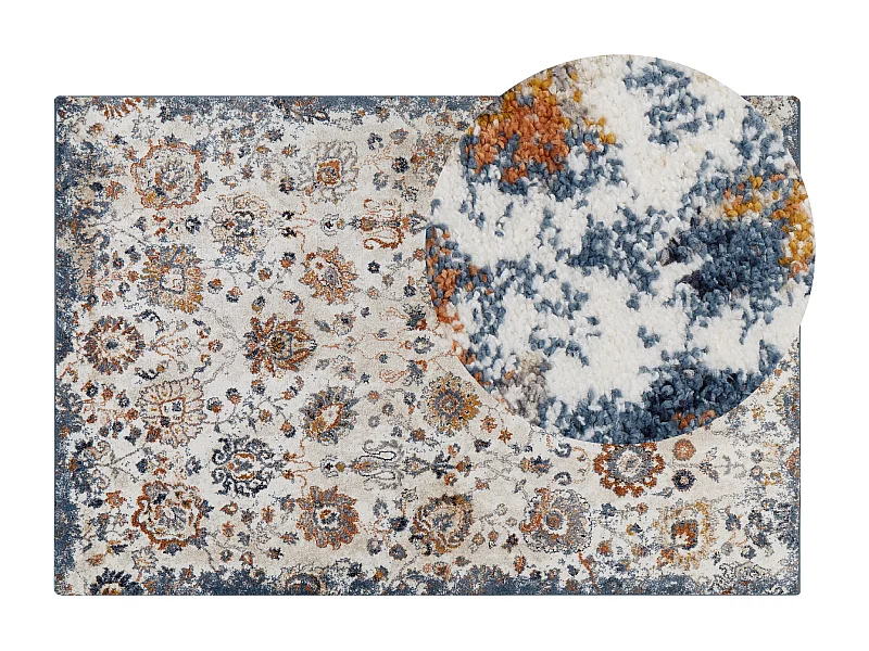 Alfombra beige/azul/naranja/amarillo 200 x 300 cm AKORI