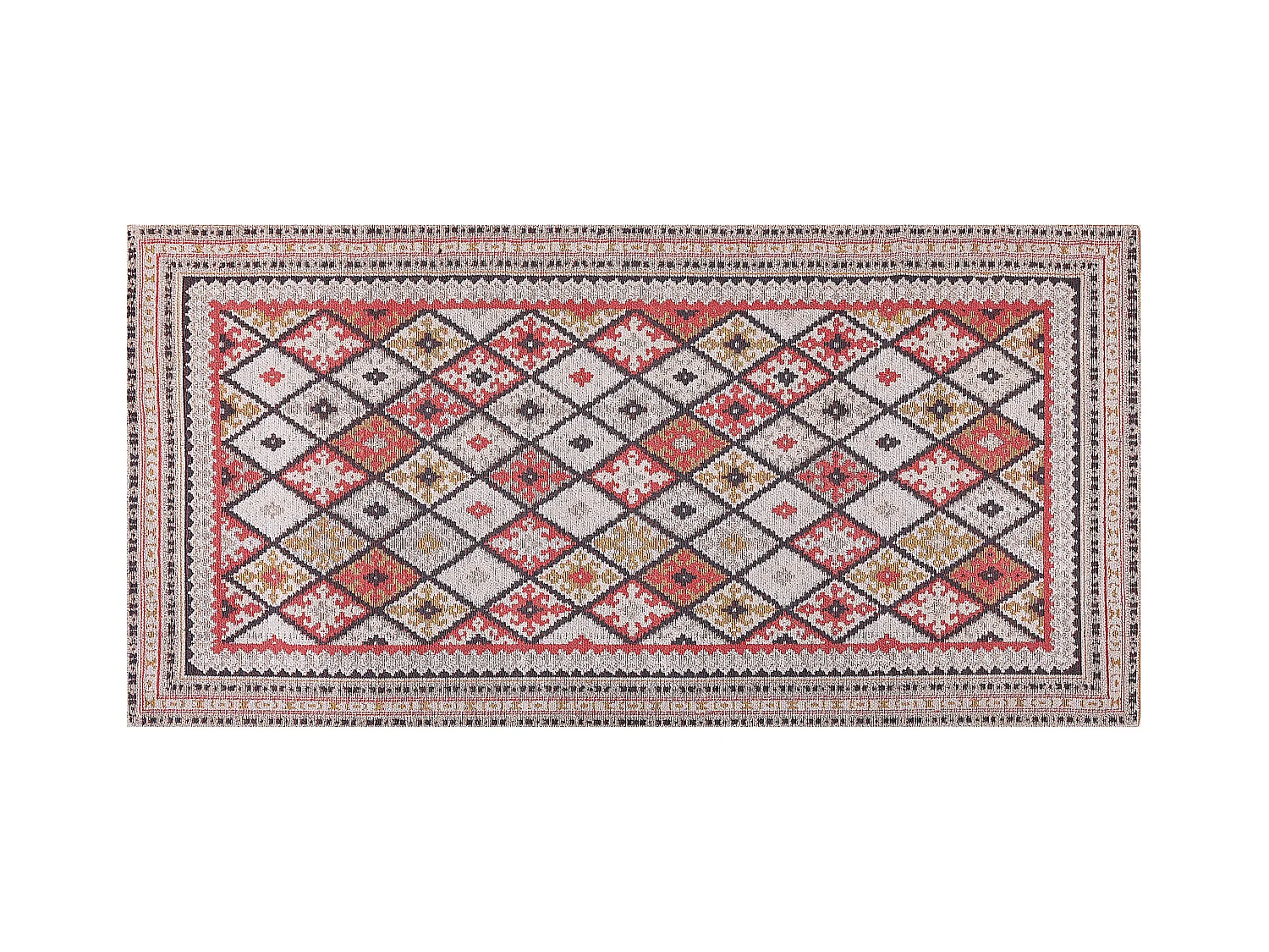 Teppich Baumwolle mehrfarbig geometrisches Muster 80 x 150 cm Kurzflor ANADAG