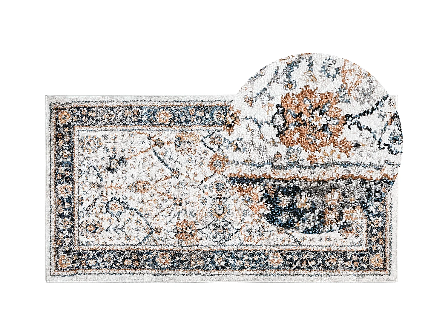 Teppich beige / blau orientalisches Muster 80 x 150 cm Kurzflor ARATES