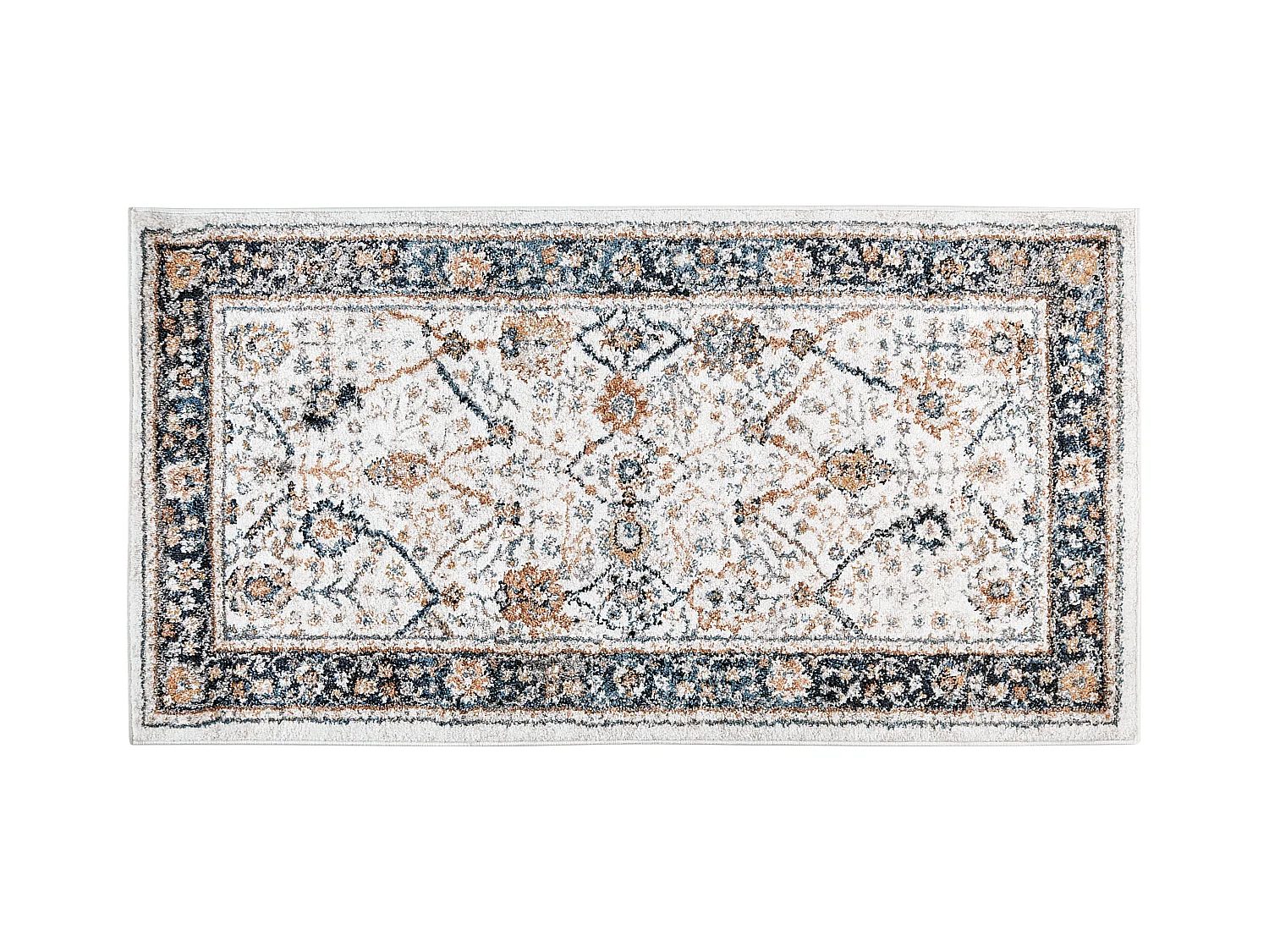 Teppich beige / blau orientalisches Muster 80 x 150 cm Kurzflor ARATES