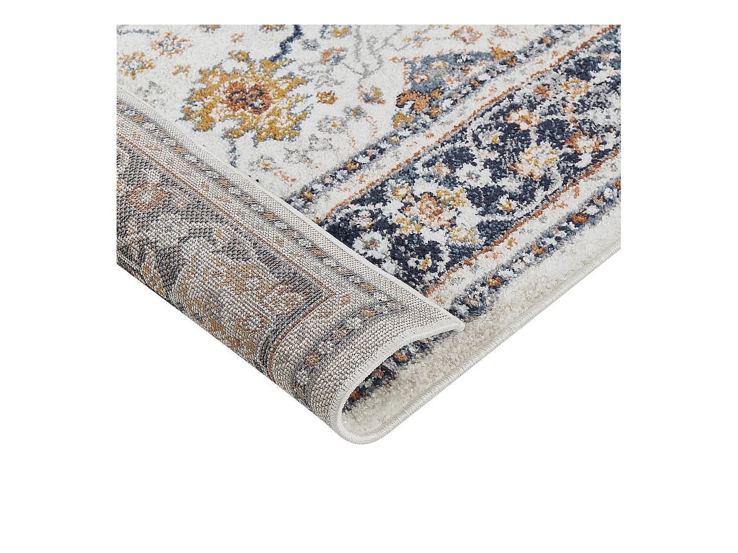 Teppich beige / blau orientalisches Muster 80 x 150 cm Kurzflor ARATES