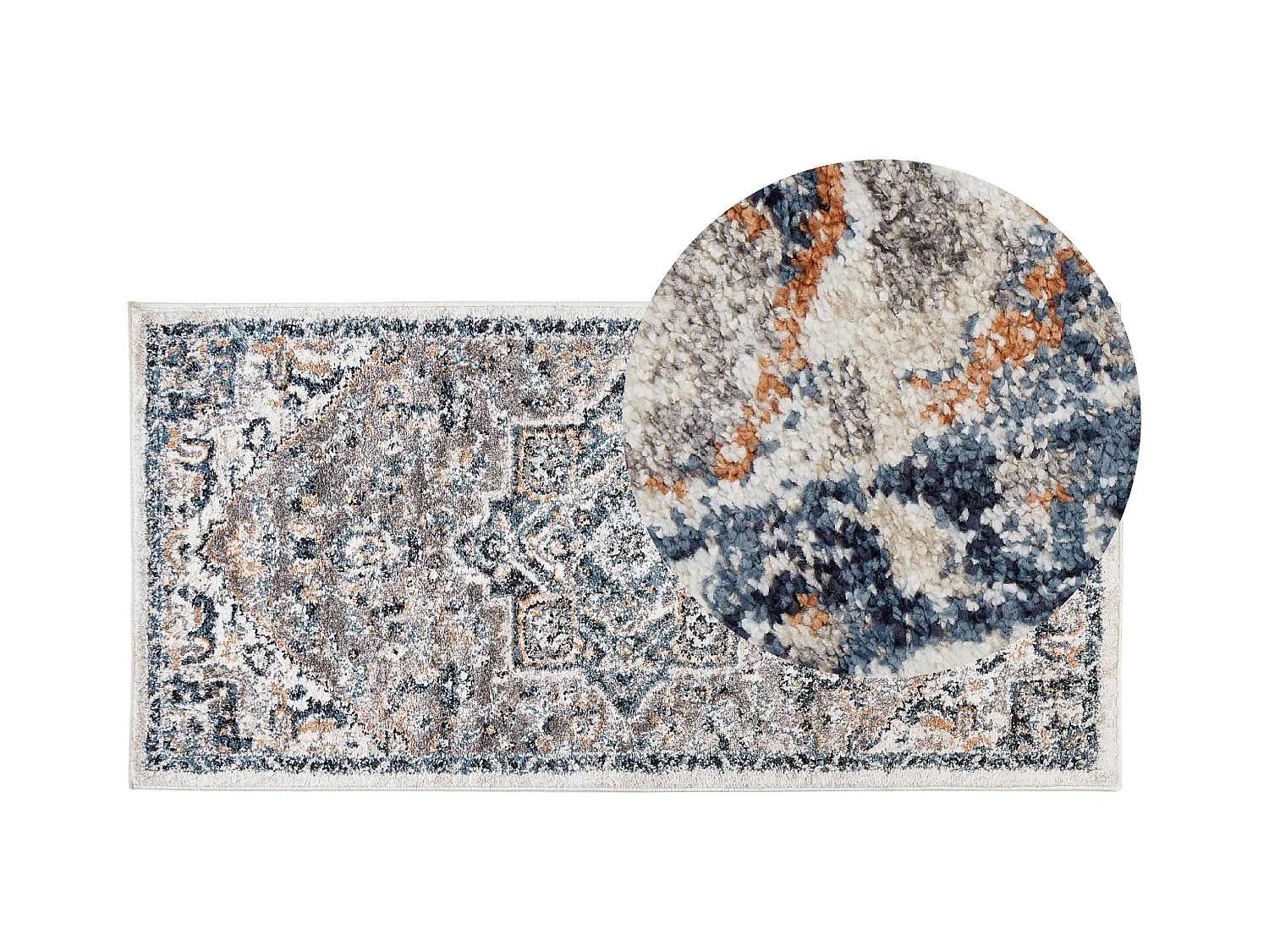 Teppich mehrfarbig synthetisches Material 80 x 150 cm Vintage Orientalisches Muster Polyester Nerkin
