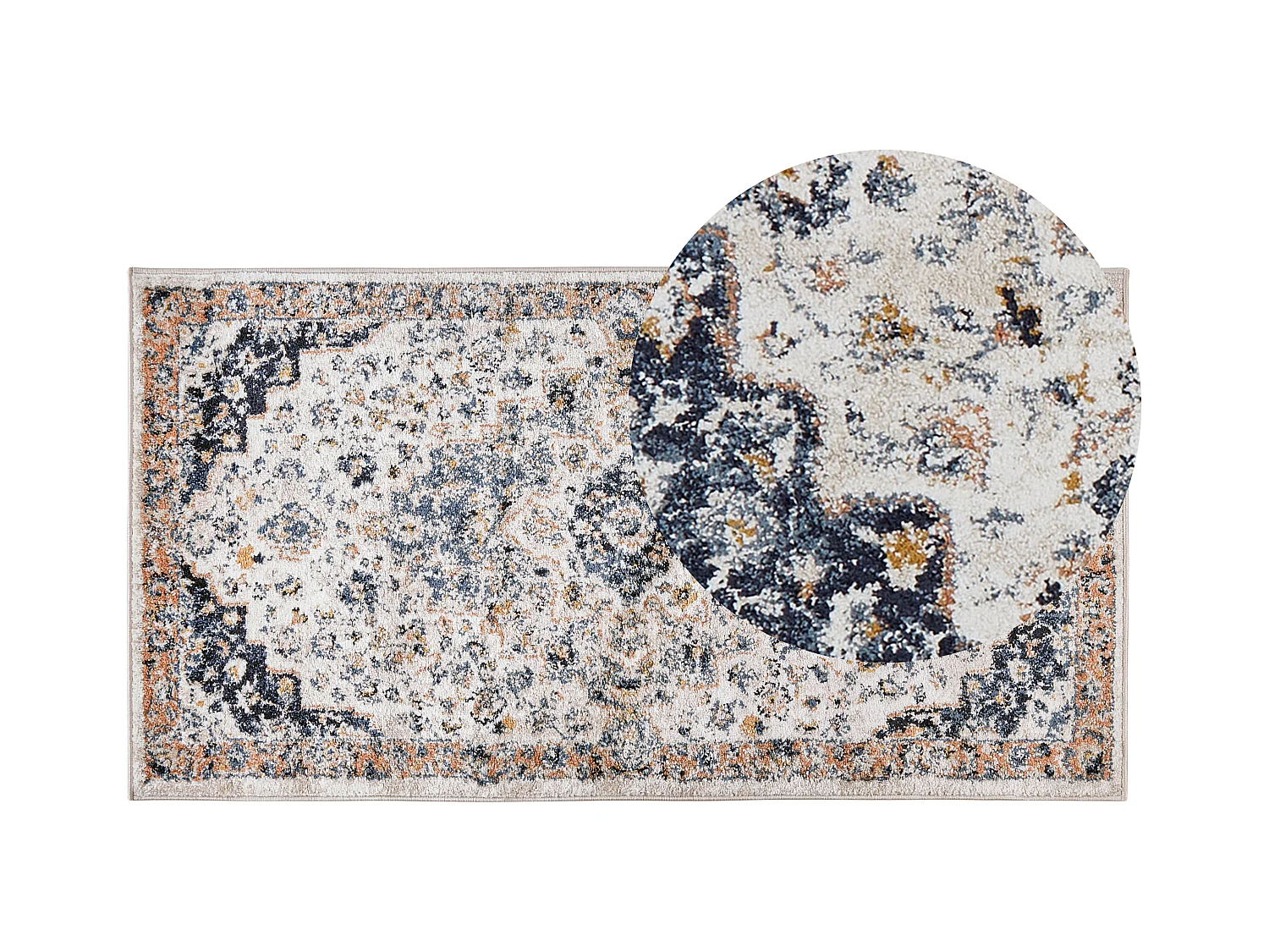 Retro Vintage Teppich 80 x 150 cm Orientalisch Muster Polypropylen Beige Hermon