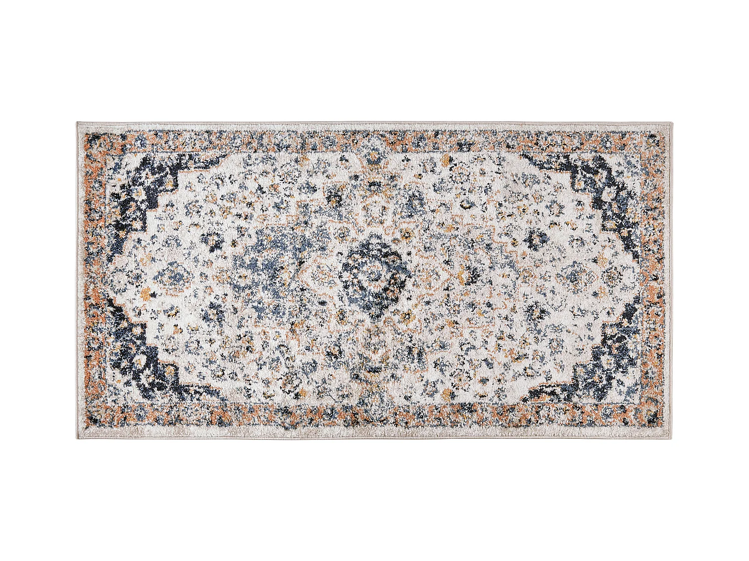 Retro Vintage Teppich 80 x 150 cm Orientalisch Muster Polypropylen Beige Hermon