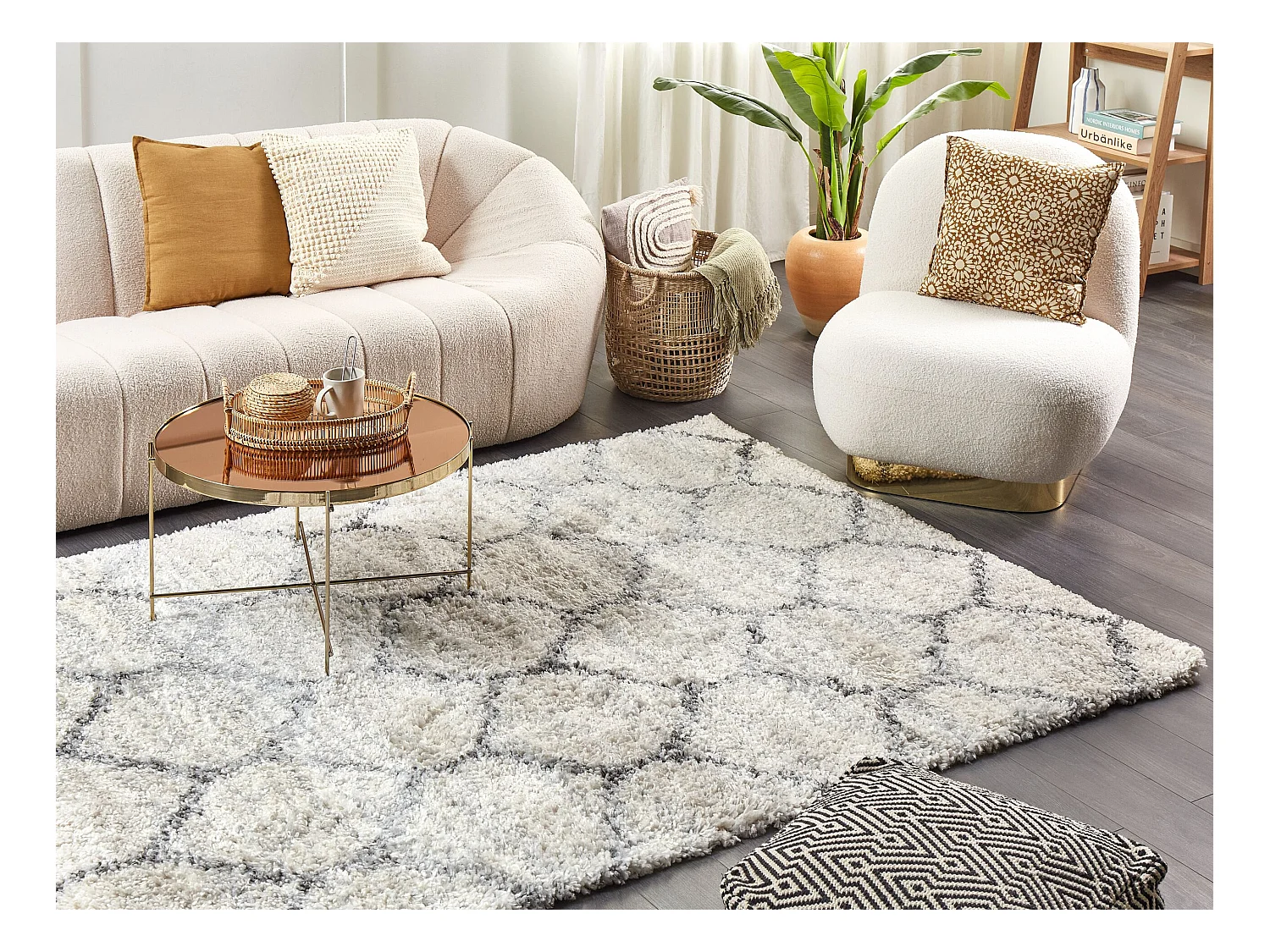 Tapis à poils longs YEREVAN Beige clair 160 x 230 cm