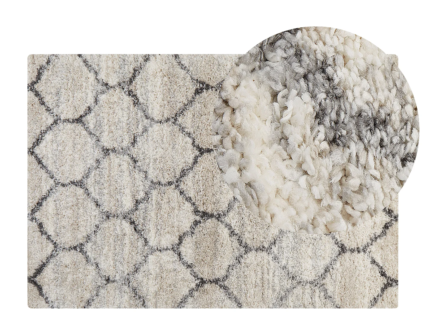 Boho Teppich Shaggy 160 x 230 cm Geometrisches Muster Hellbeige und Grau Yerevan