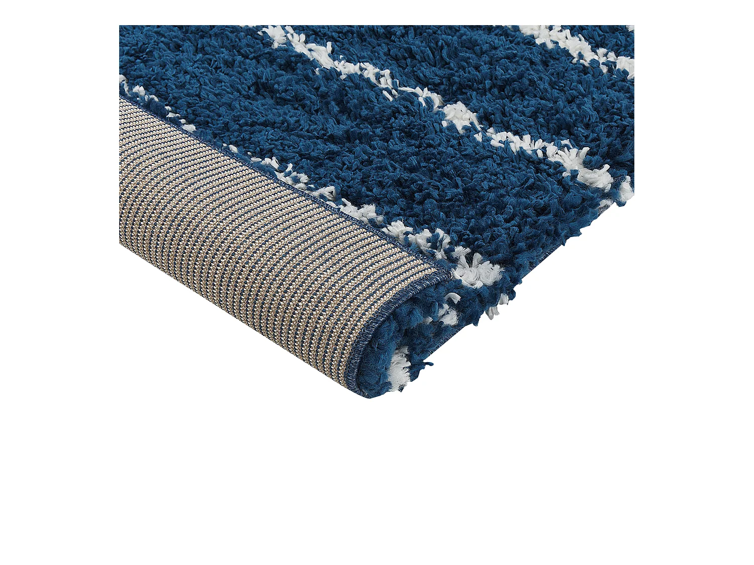 Teppich blau / weiss 160 x 230 cm Streifenmuster Shaggy TASHIR