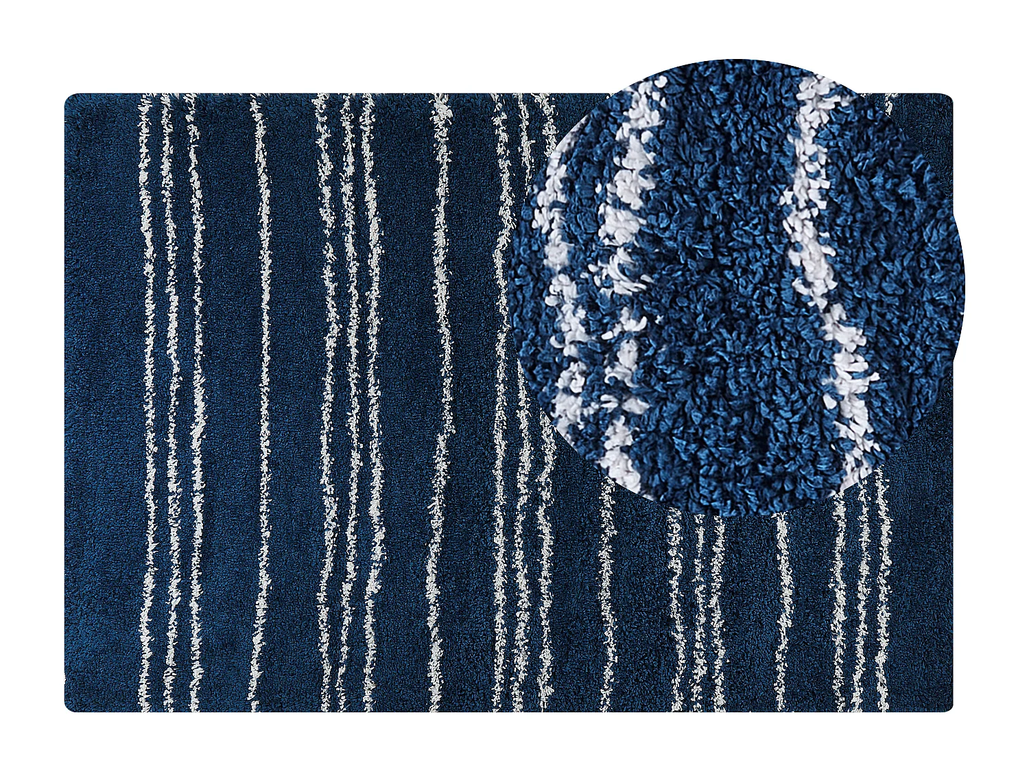 Teppich blau / weiss 160 x 230 cm Streifenmuster Shaggy TASHIR