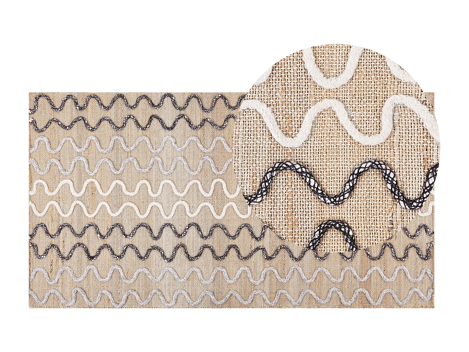 Juteteppich Boho Rechteckig Niederflorig 80 x 150 cm Beige Sogut