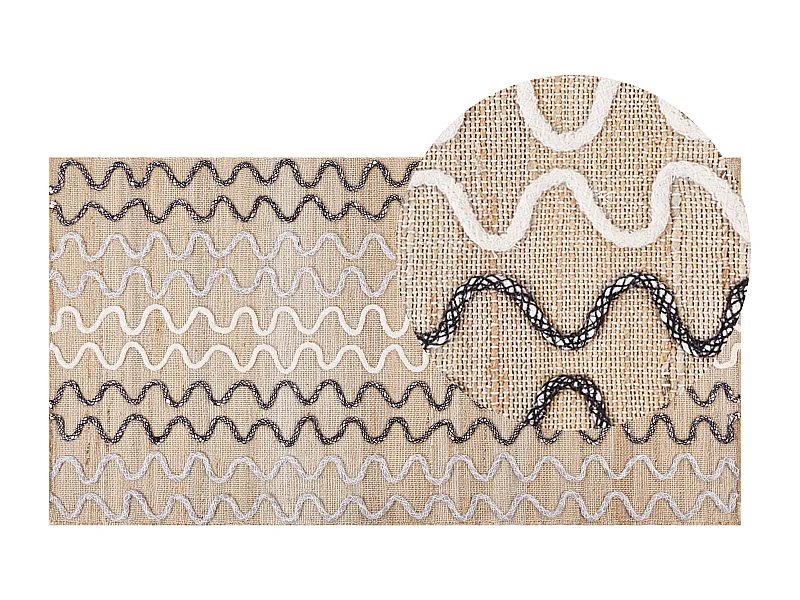 Juteteppich Boho Rechteckig Niederflorig 80 x 150 cm Beige Sogut