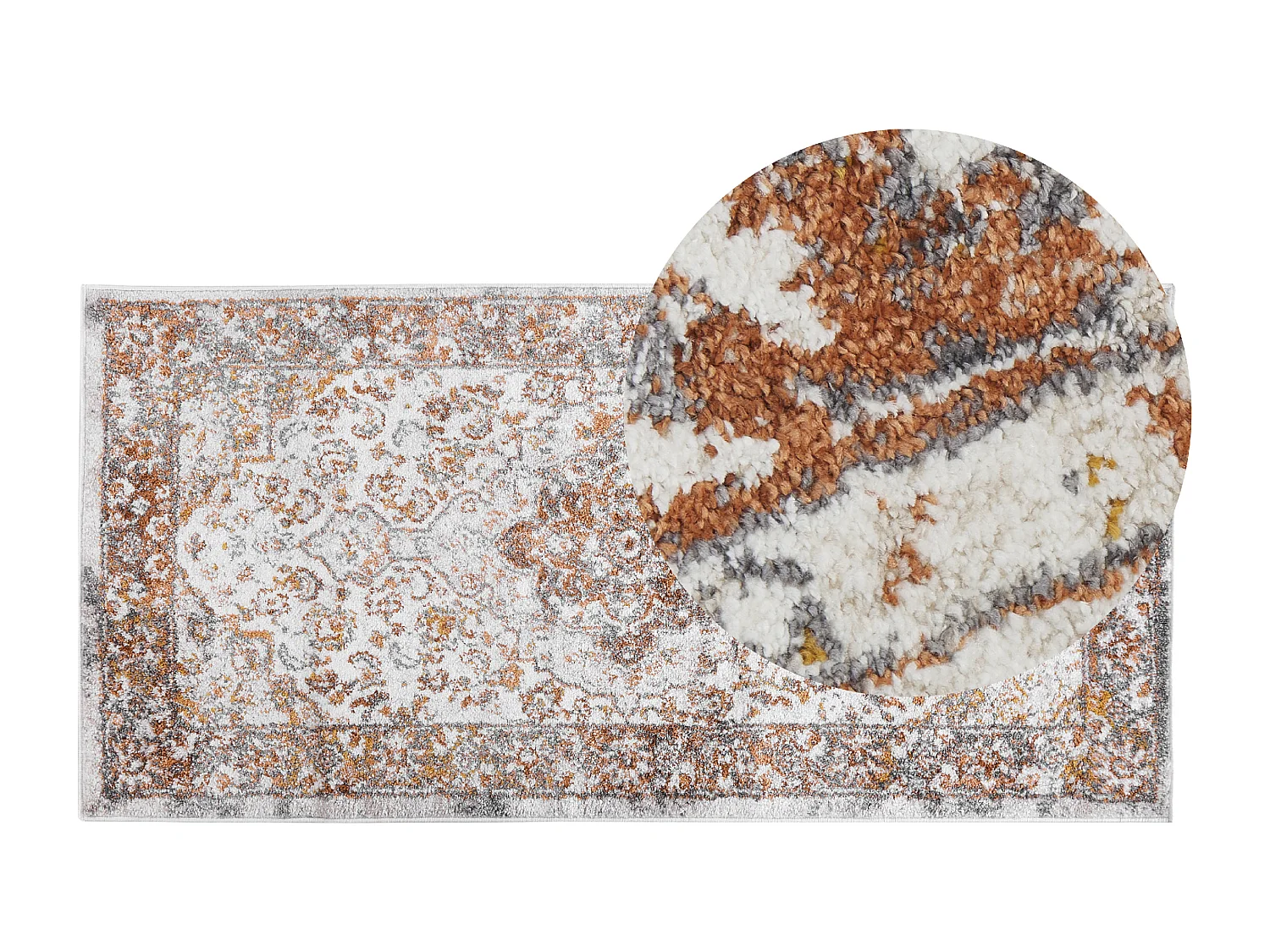 Tapete creme e castanho 80 x 150 cm VAYK