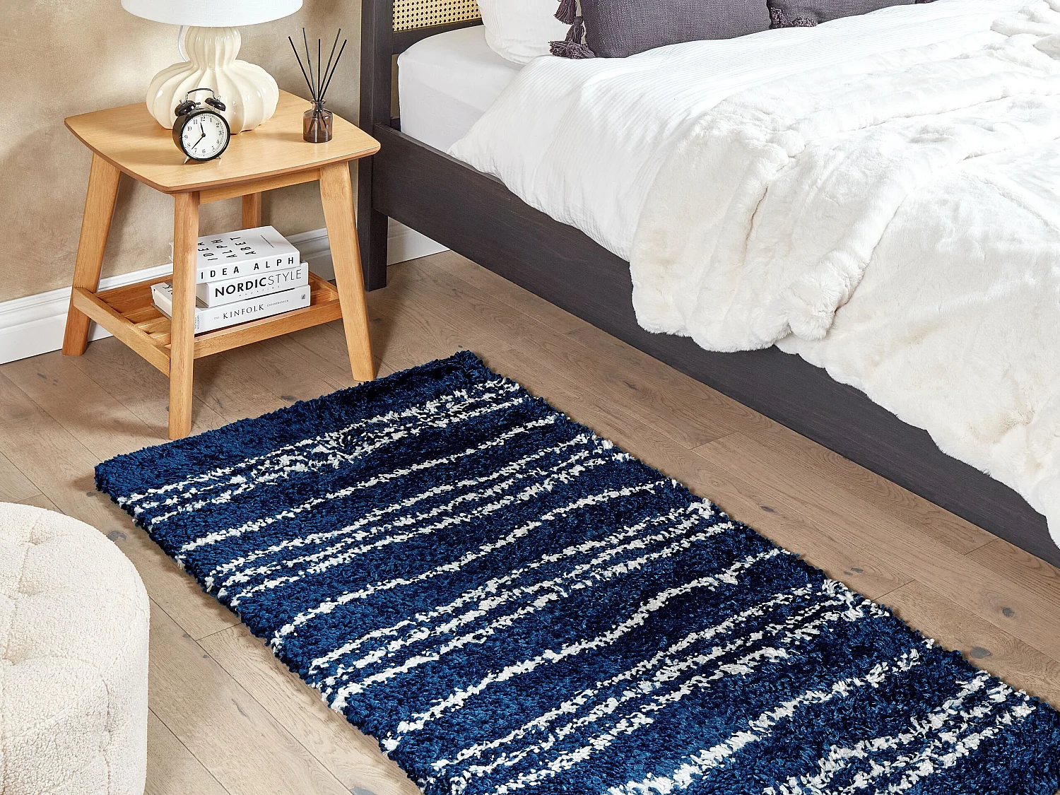 Tapis à poils longs TASHIR Bleu 80 x 150 cm