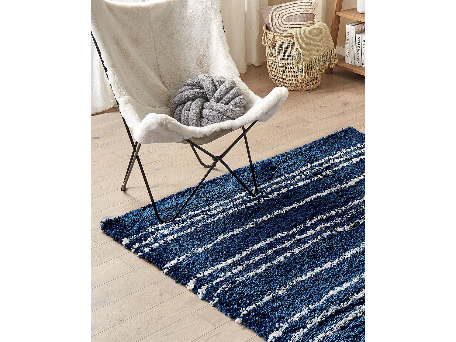 Tapis bleu et blanc 200 x 300 cm TASHIR