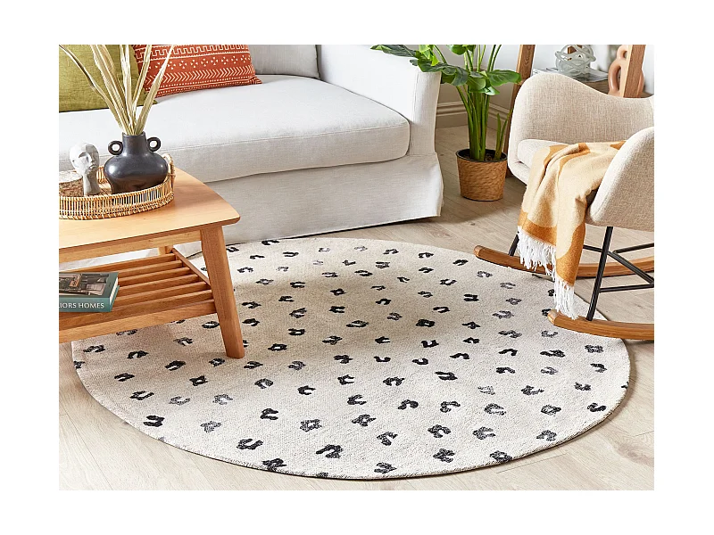 Teppich Baumwolle hellbeige Tiermotiv ⌀ 140 cm AFIS