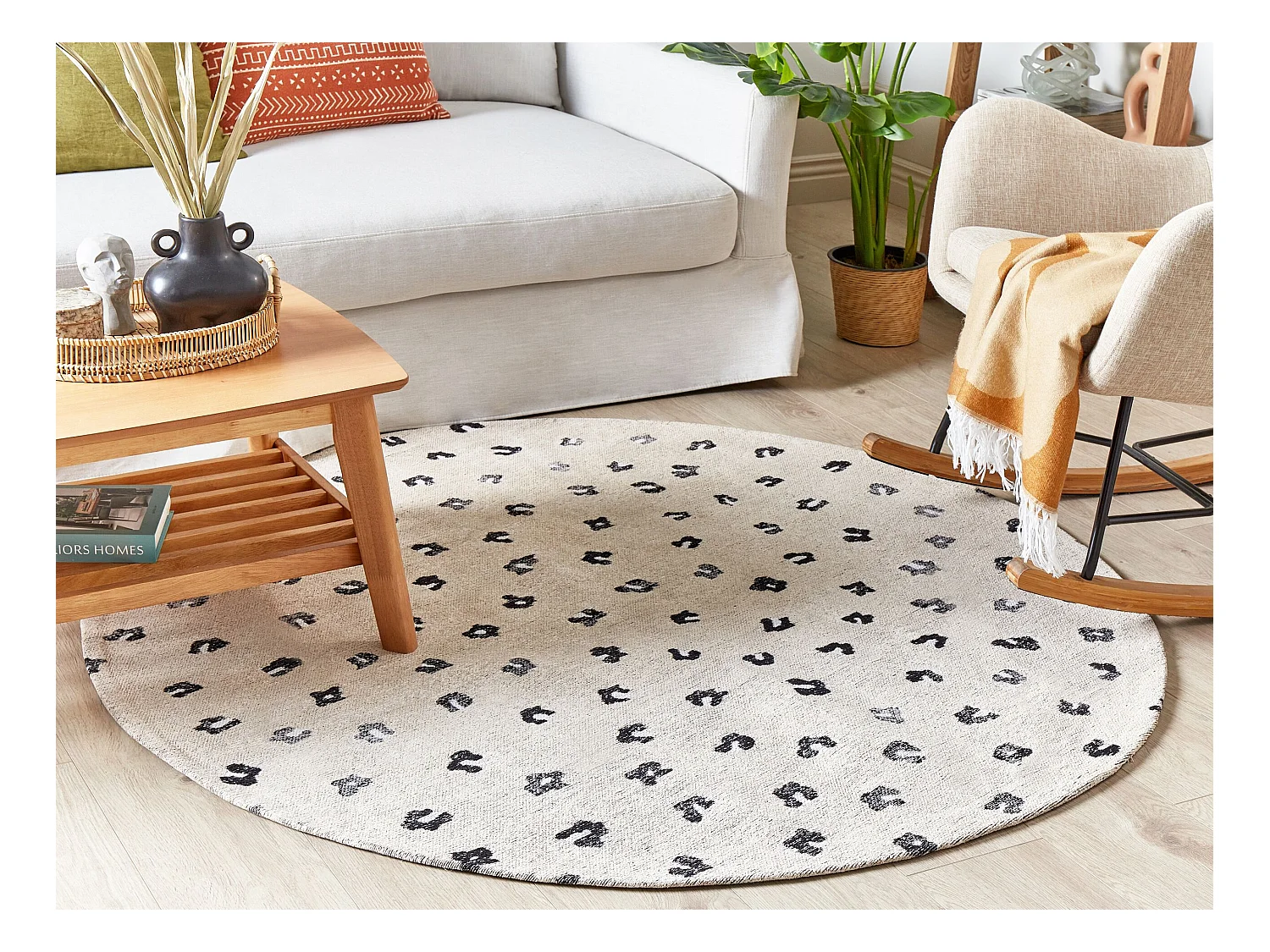 Teppich Baumwolle hellbeige Tiermotiv ⌀ 140 cm AFIS