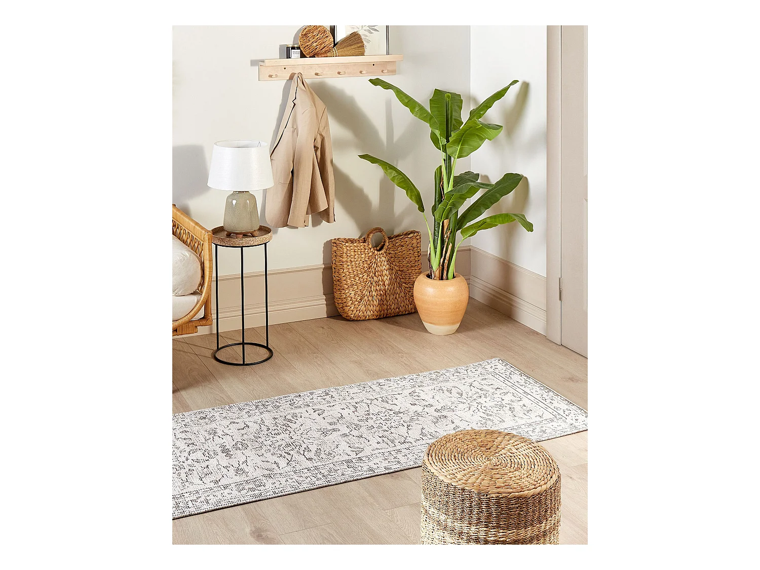 Tapete em algodão creme e cinzento claro 80 x 300 cm SELLIK